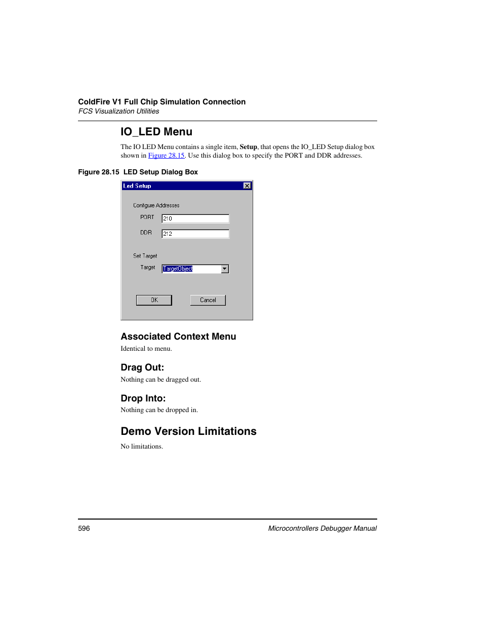 Io_led menu, Demo version limitations | Freescale Semiconductor Microcontrollers User Manual | Page 596 / 892