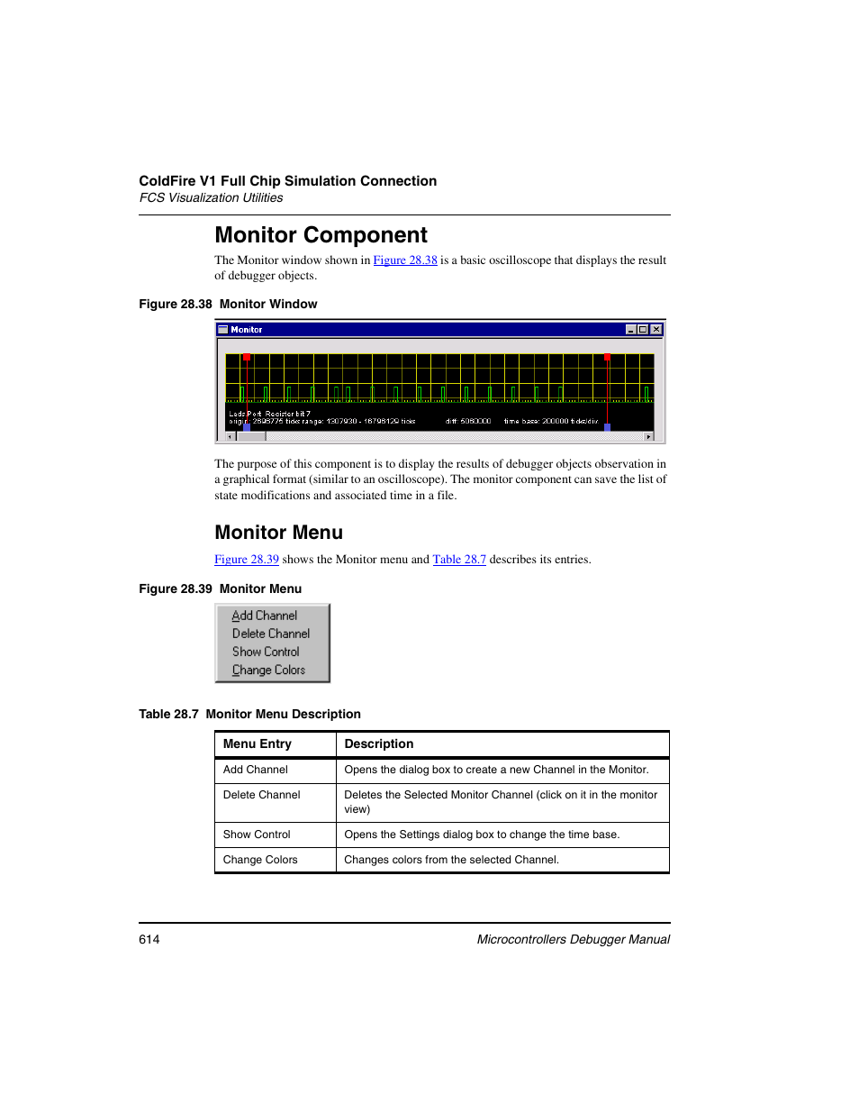 Monitor component, Monitor menu | Freescale Semiconductor Microcontrollers User Manual | Page 614 / 892