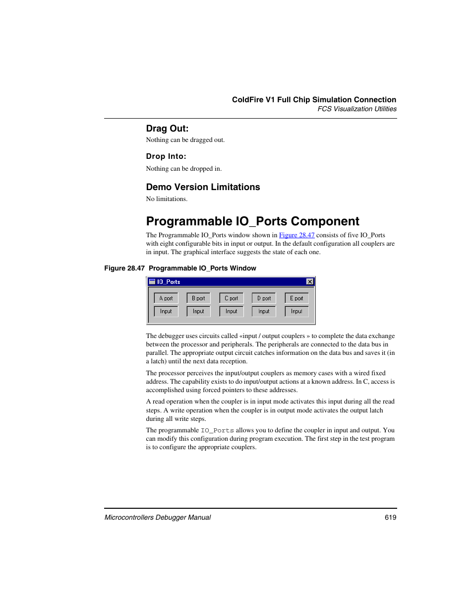 Programmable io_ports component | Freescale Semiconductor Microcontrollers User Manual | Page 619 / 892