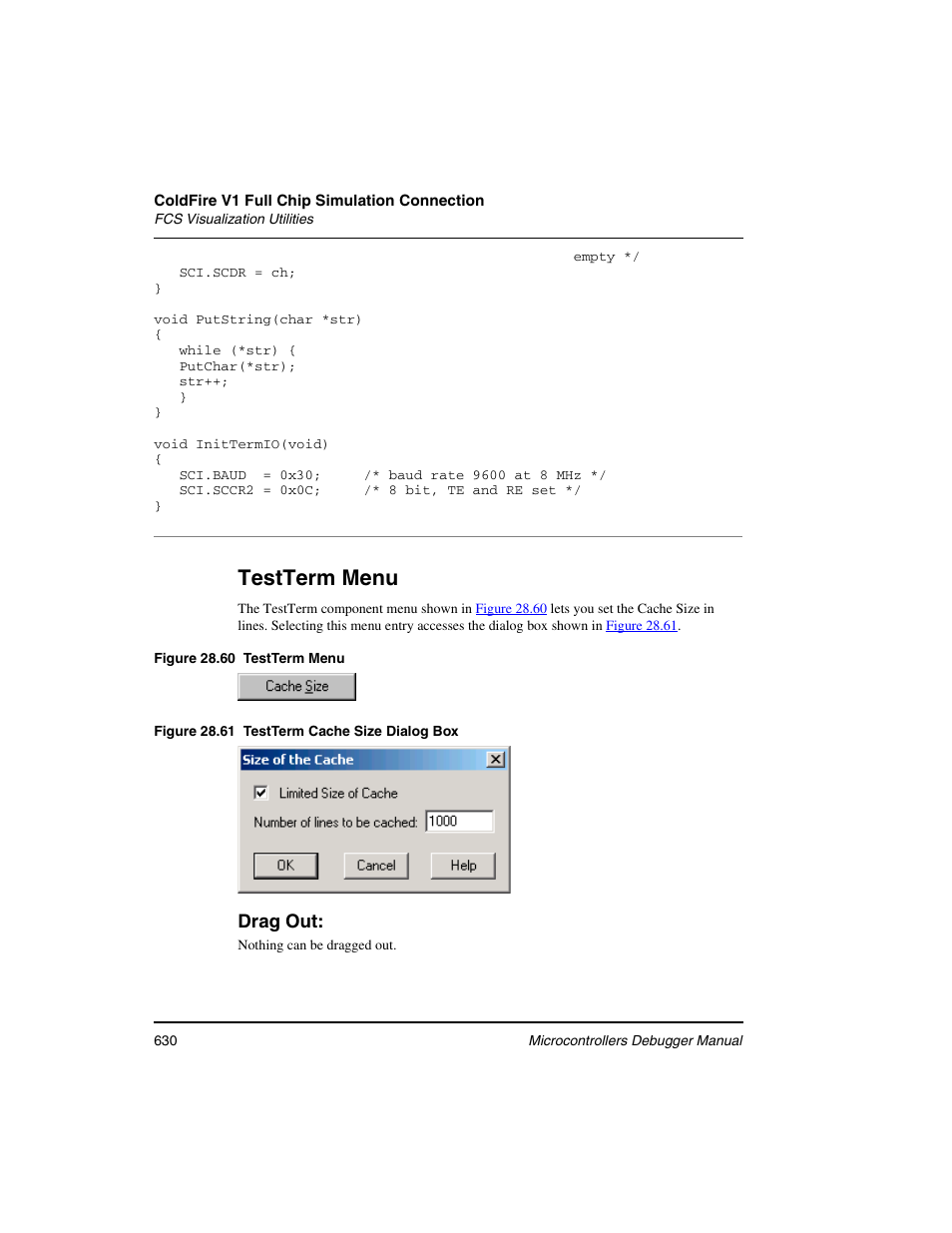 Testterm menu | Freescale Semiconductor Microcontrollers User Manual | Page 630 / 892