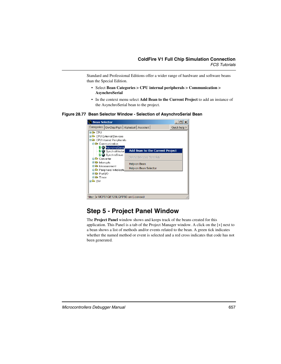 Step 5 - project panel window | Freescale Semiconductor Microcontrollers User Manual | Page 657 / 892