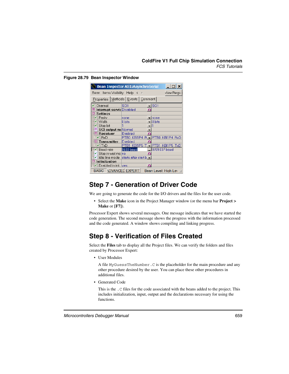 Step 7 - generation of driver code, Step 8 - verification of files created | Freescale Semiconductor Microcontrollers User Manual | Page 659 / 892
