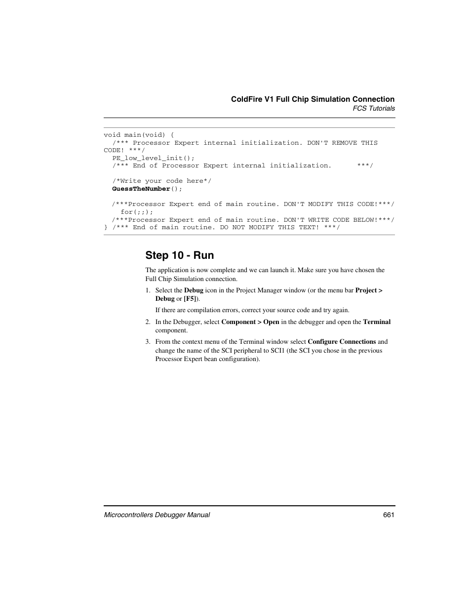 Step 10 - run | Freescale Semiconductor Microcontrollers User Manual | Page 661 / 892
