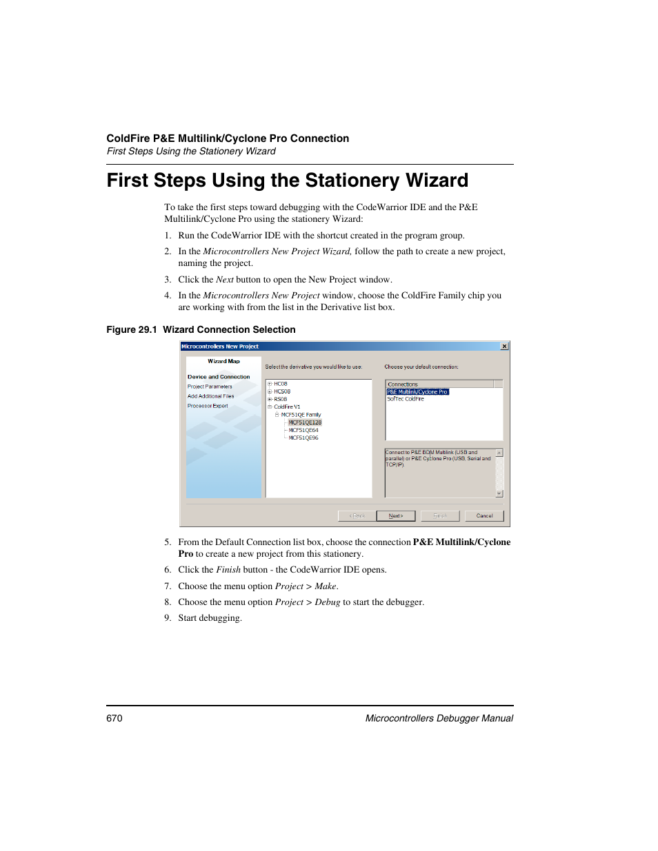 First steps using the stationery wizard | Freescale Semiconductor Microcontrollers User Manual | Page 670 / 892