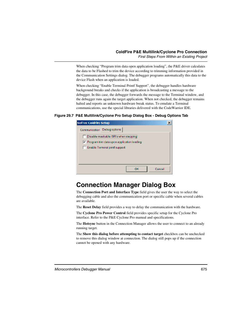 Connection manager dialog box, Connection, Manager dialog box | Freescale Semiconductor Microcontrollers User Manual | Page 675 / 892