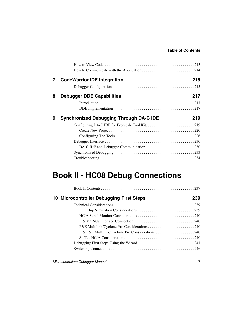 Book ii - hc08 debug connections | Freescale Semiconductor Microcontrollers User Manual | Page 7 / 892