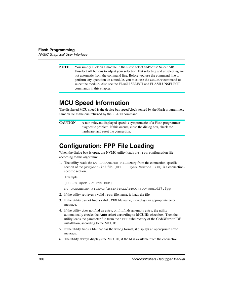 Mcu speed information, Configuration: fpp file loading | Freescale Semiconductor Microcontrollers User Manual | Page 706 / 892