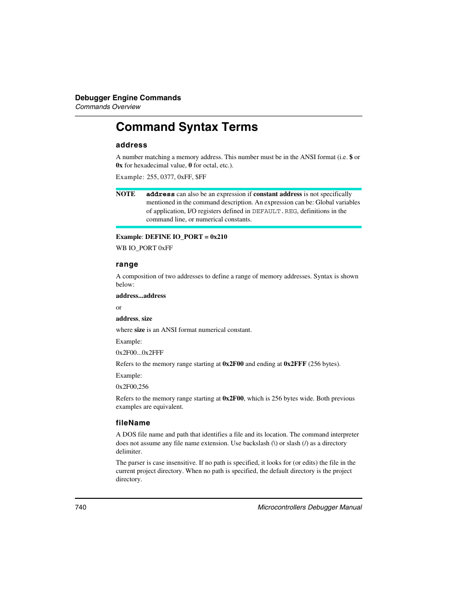 Command syntax terms | Freescale Semiconductor Microcontrollers User Manual | Page 740 / 892