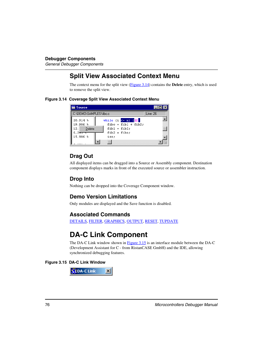 Da-c link component, Split view associated context menu | Freescale Semiconductor Microcontrollers User Manual | Page 76 / 892