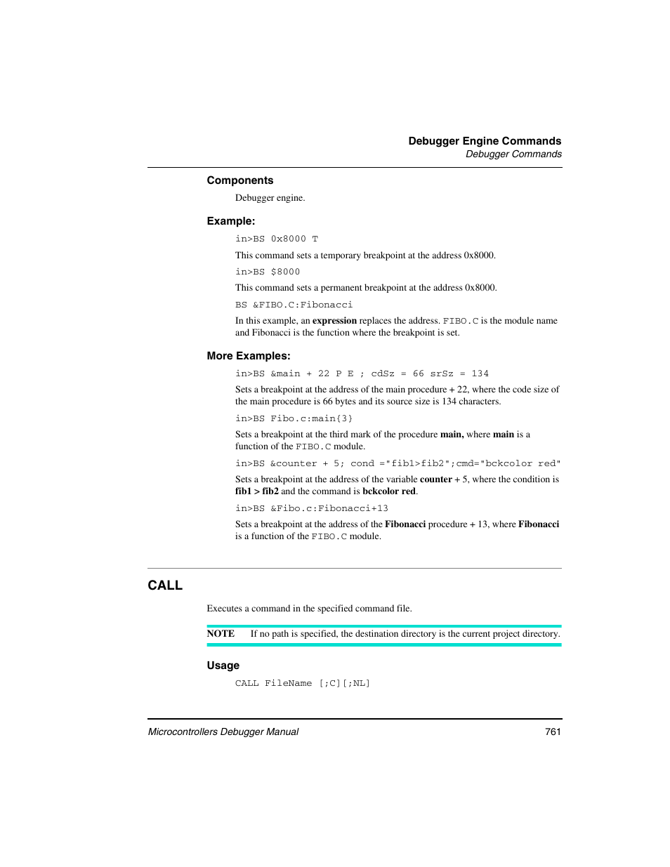 Call | Freescale Semiconductor Microcontrollers User Manual | Page 761 / 892