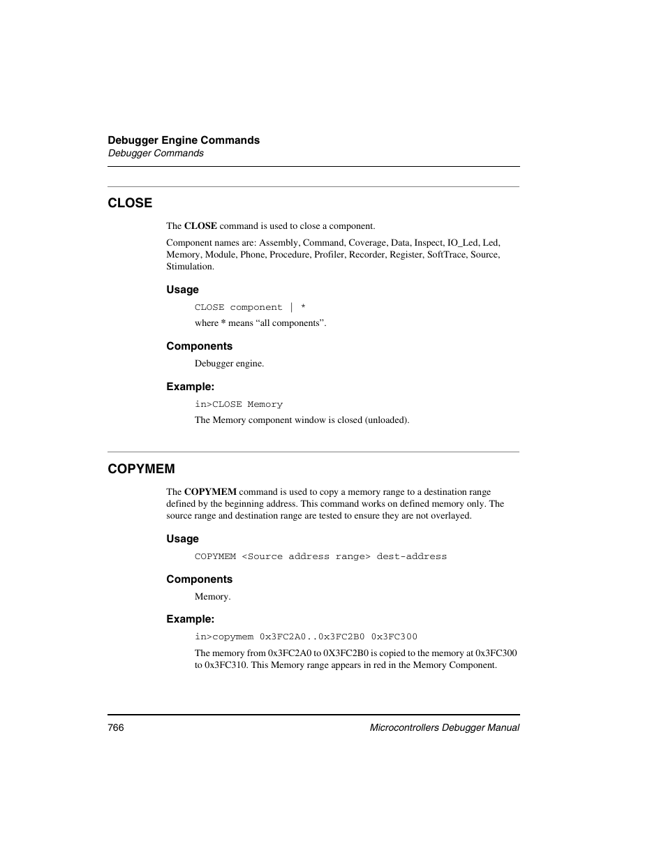 Close, Copymem | Freescale Semiconductor Microcontrollers User Manual | Page 766 / 892