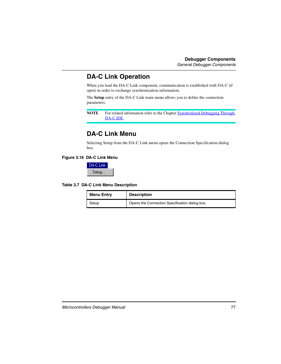 Da-c link operation, Da-c link menu | Freescale Semiconductor Microcontrollers User Manual | Page 77 / 892