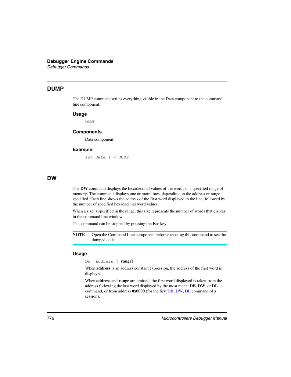 Dump | Freescale Semiconductor Microcontrollers User Manual | Page 776 / 892