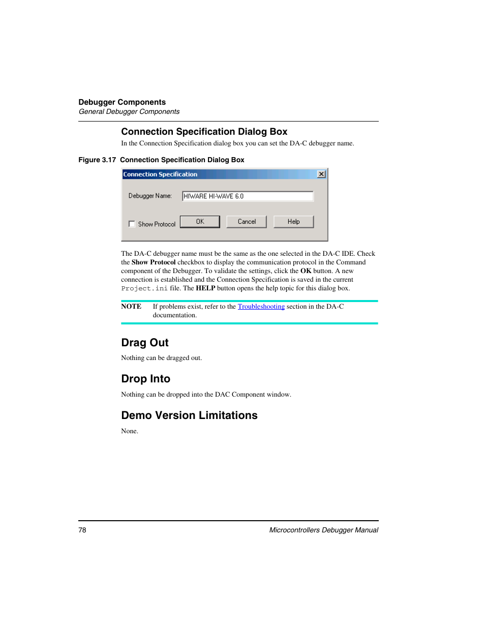 Drag out, Drop into, Demo version limitations | Freescale Semiconductor Microcontrollers User Manual | Page 78 / 892