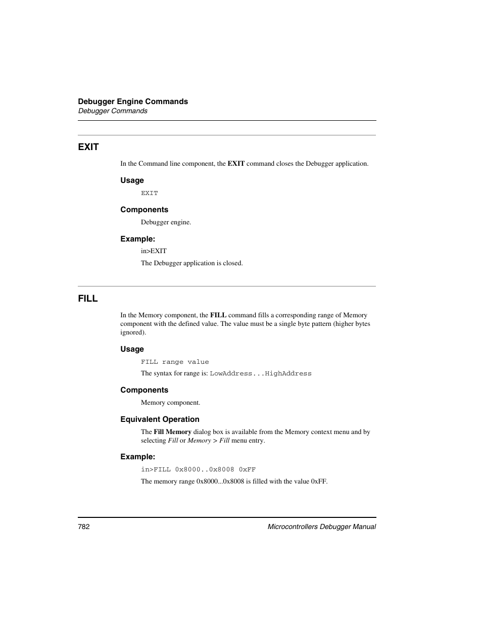 Exit, Fill, Range value | Freescale Semiconductor Microcontrollers User Manual | Page 782 / 892