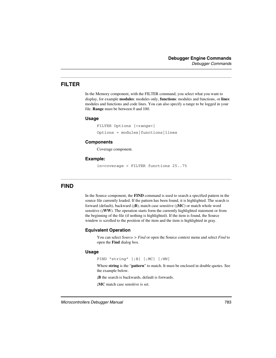 Filter, Find | Freescale Semiconductor Microcontrollers User Manual | Page 783 / 892