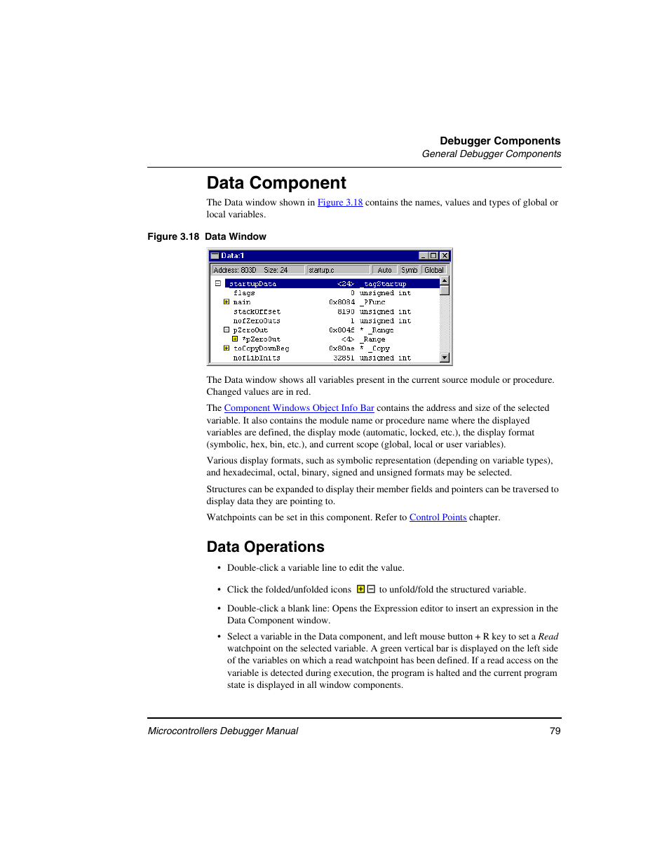 Data component, Data operations | Freescale Semiconductor Microcontrollers User Manual | Page 79 / 892