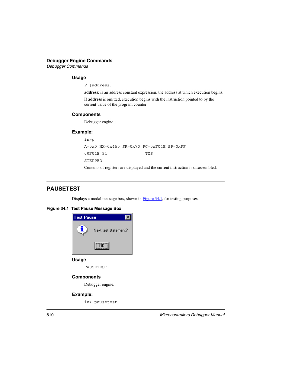 Pausetest | Freescale Semiconductor Microcontrollers User Manual | Page 810 / 892