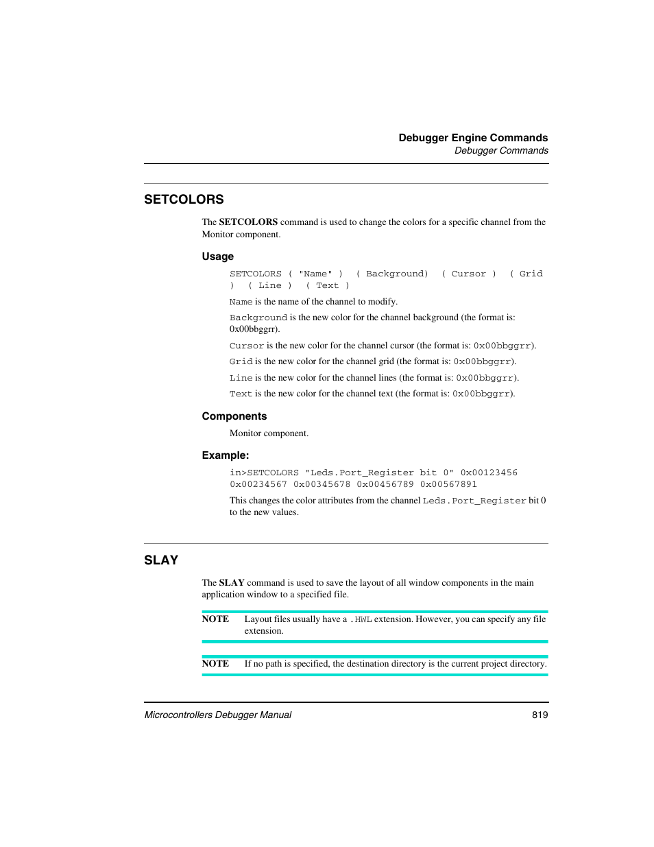 Setcolors, Slay | Freescale Semiconductor Microcontrollers User Manual | Page 819 / 892