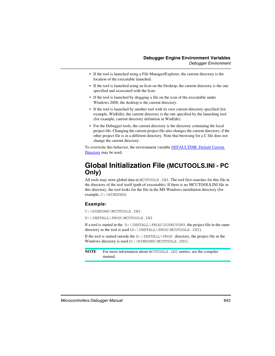 Global initialization file, Mcutools.ini - pc only) | Freescale Semiconductor Microcontrollers User Manual | Page 843 / 892