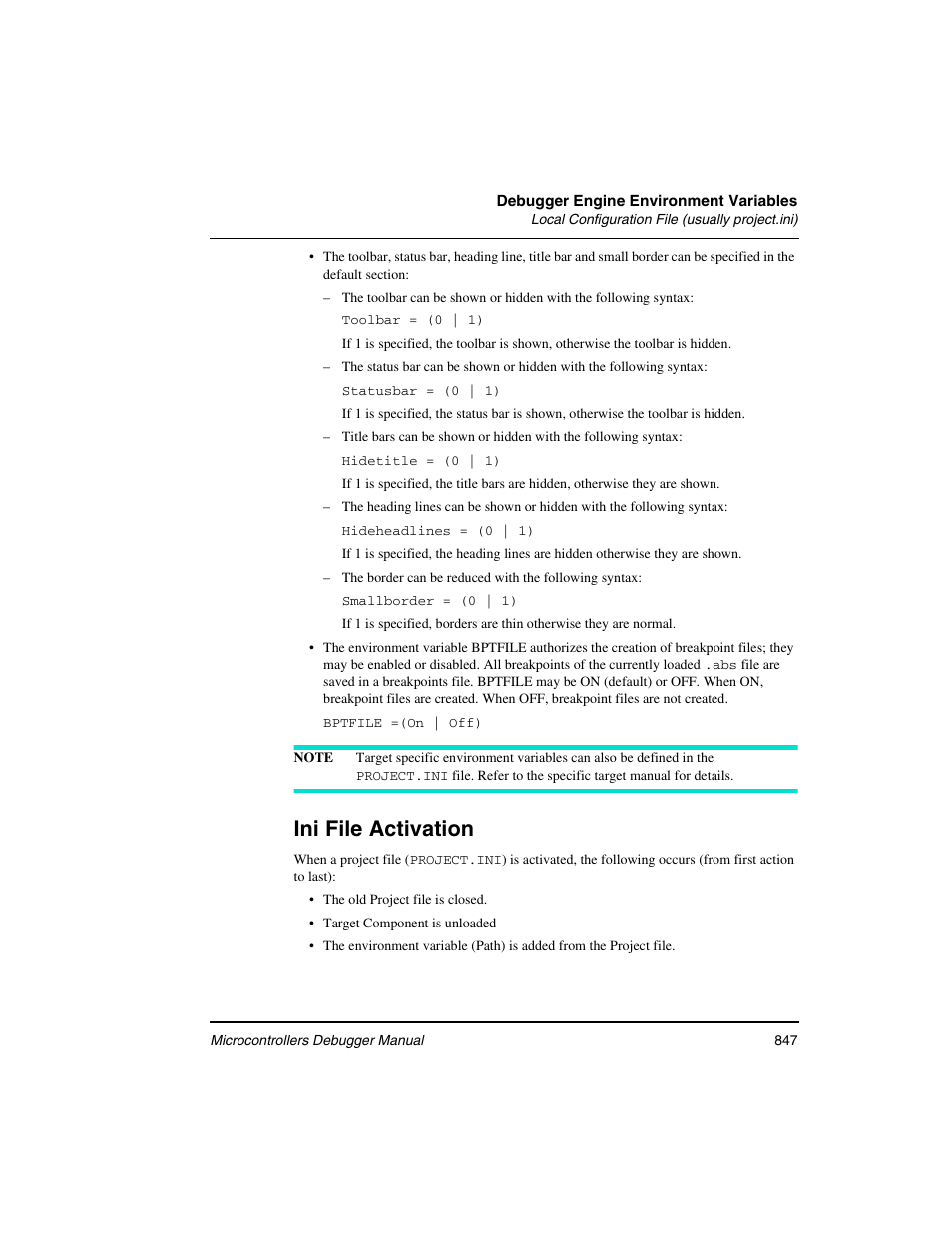 Ini file activation | Freescale Semiconductor Microcontrollers User Manual | Page 847 / 892