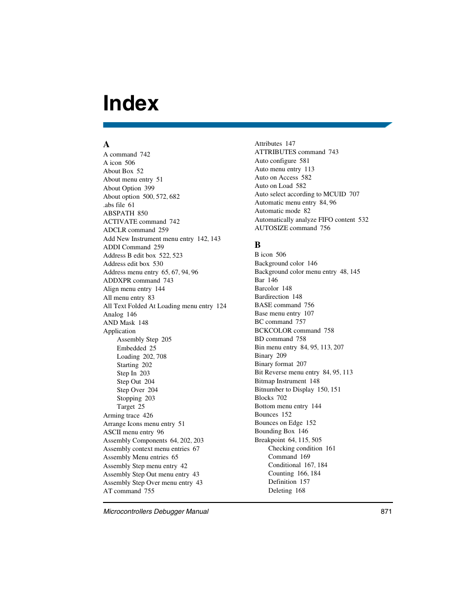 Index | Freescale Semiconductor Microcontrollers User Manual | Page 871 / 892