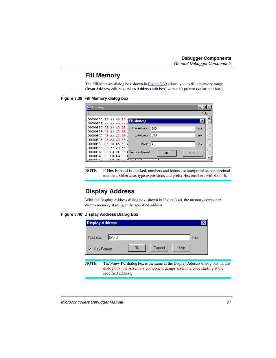 Fill memory, Display address | Freescale Semiconductor Microcontrollers User Manual | Page 97 / 892