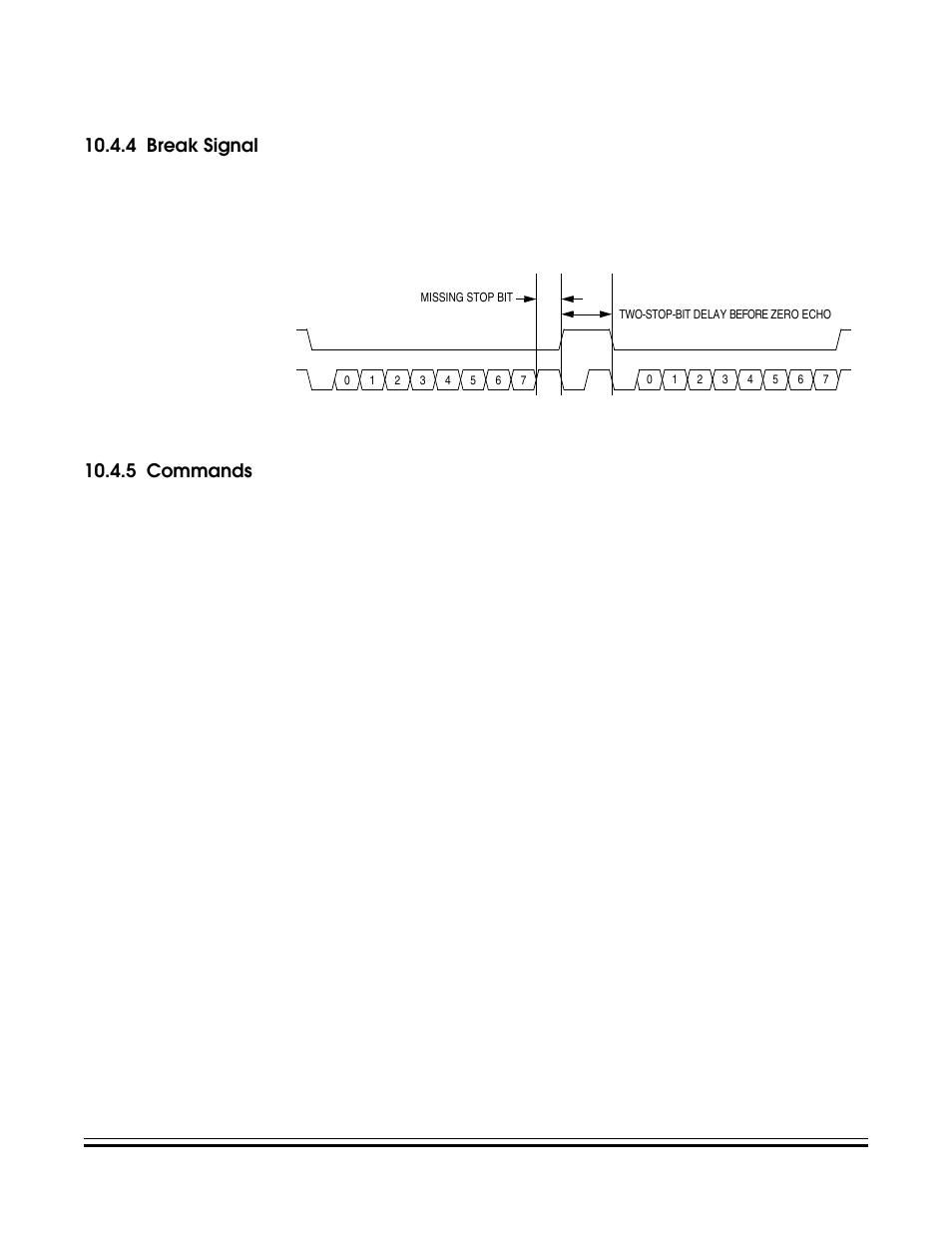 4 break signal, 5 commands, Break signal | Commands, Break transaction | Freescale Semiconductor MC68HC08KH12 User Manual | Page 155 / 262