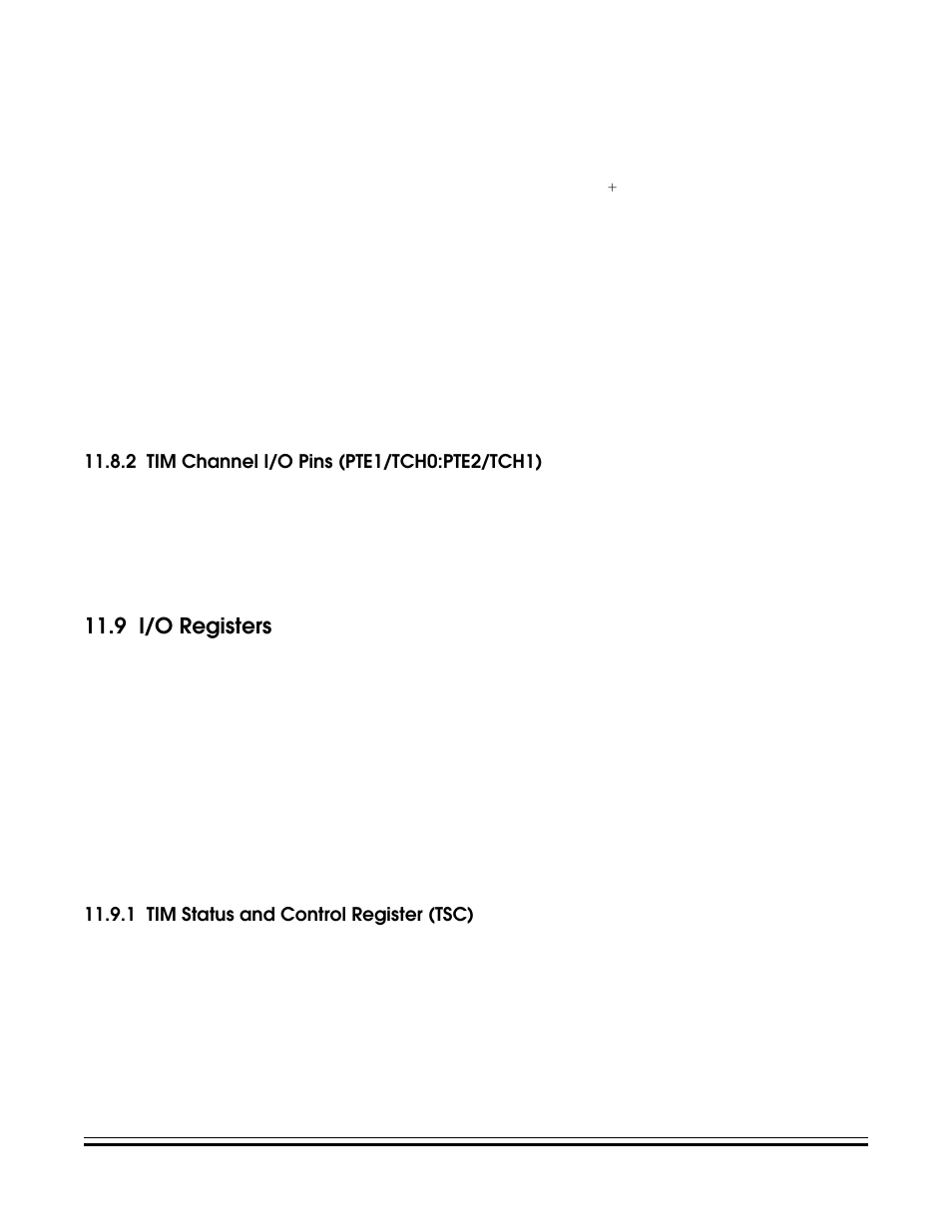 2 tim channel i/o pins (pte1/tch0:pte2/tch1), 9 i/o registers, 1 tim status and control register (tsc) | Tim channel i/o pins (pte1/tch0:pte2/tch1), I/o registers, Tim status and control register (tsc), Value is 000, See 11.9.1 tim status and control register (tsc), Ps[2:0 | Freescale Semiconductor MC68HC08KH12 User Manual | Page 173 / 262