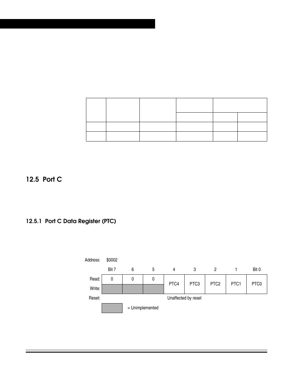 5 port c, 1 port c data register (ptc), Port c | Port c data register (ptc), Port b pin functions | Freescale Semiconductor MC68HC08KH12 User Manual | Page 190 / 262