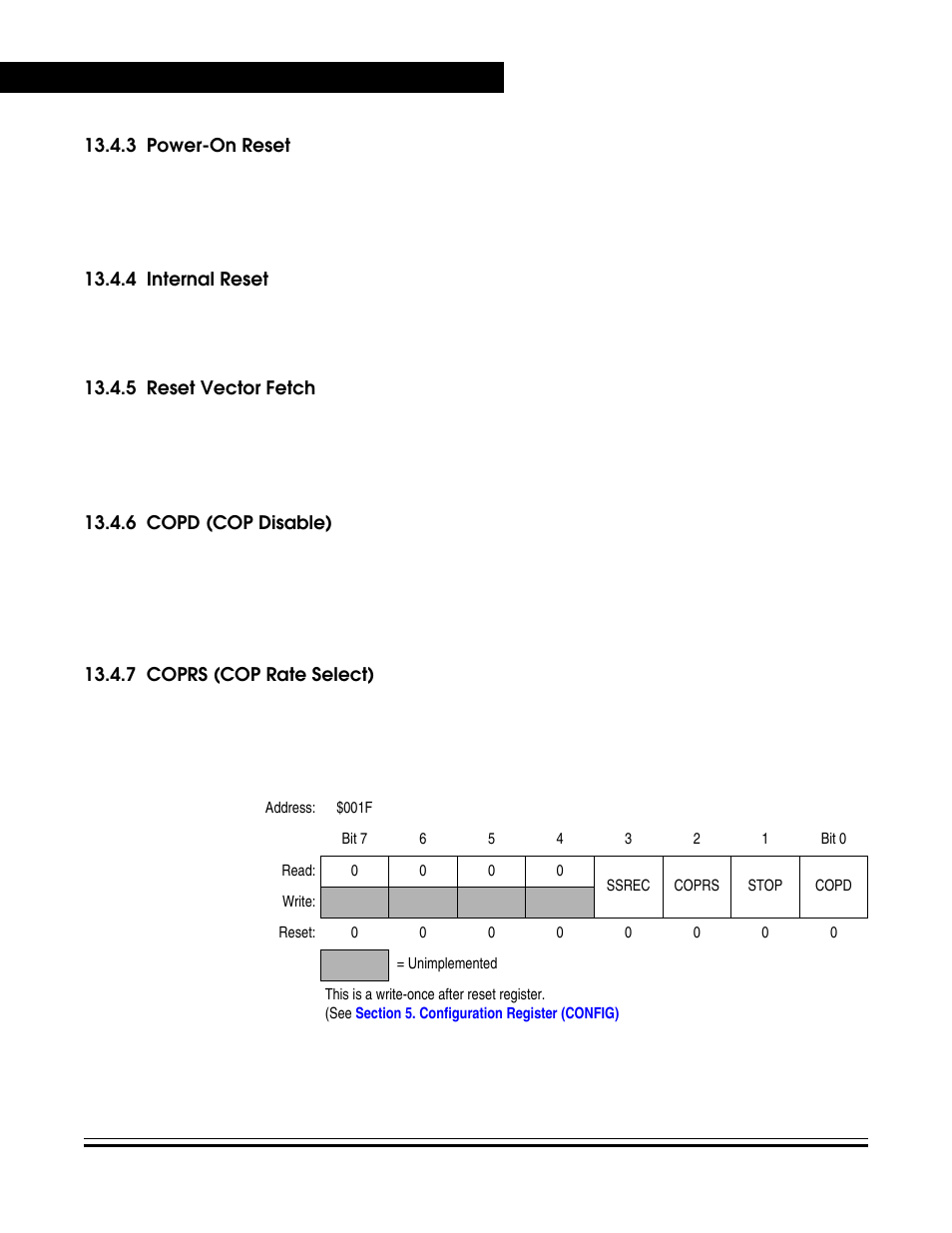 3 power-on reset, 4 internal reset, 5 reset vector fetch | 6 copd (cop disable), 7 coprs (cop rate select), Power-on reset, Internal reset, Reset vector fetch, Copd (cop disable), Coprs (cop rate select) | Freescale Semiconductor MC68HC08KH12 User Manual | Page 210 / 262