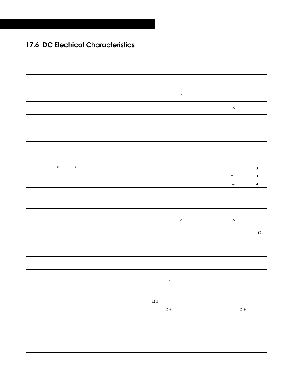 6 dc electrical characteristics, Dc electrical characteristics | Freescale Semiconductor MC68HC08KH12 User Manual | Page 250 / 262