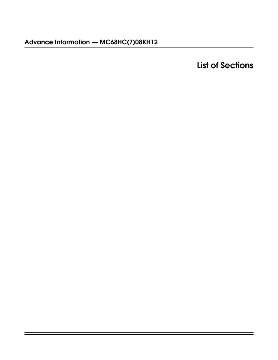 List of sections | Freescale Semiconductor MC68HC08KH12 User Manual | Page 3 / 262