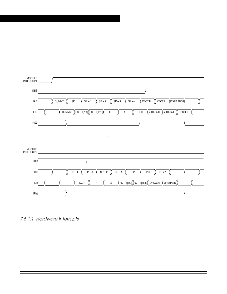 1 hardware interrupts, Hardware interrupts, Interrupt entry | Interrupt recovery | Freescale Semiconductor MC68HC08KH12 User Manual | Page 74 / 262