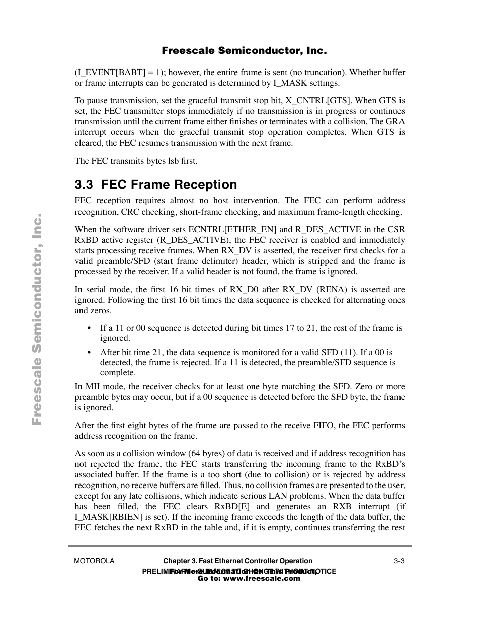 3 fec frame reception, Fec frame reception -3 | Freescale Semiconductor POWERPC MPC860T User Manual | Page 23 / 68