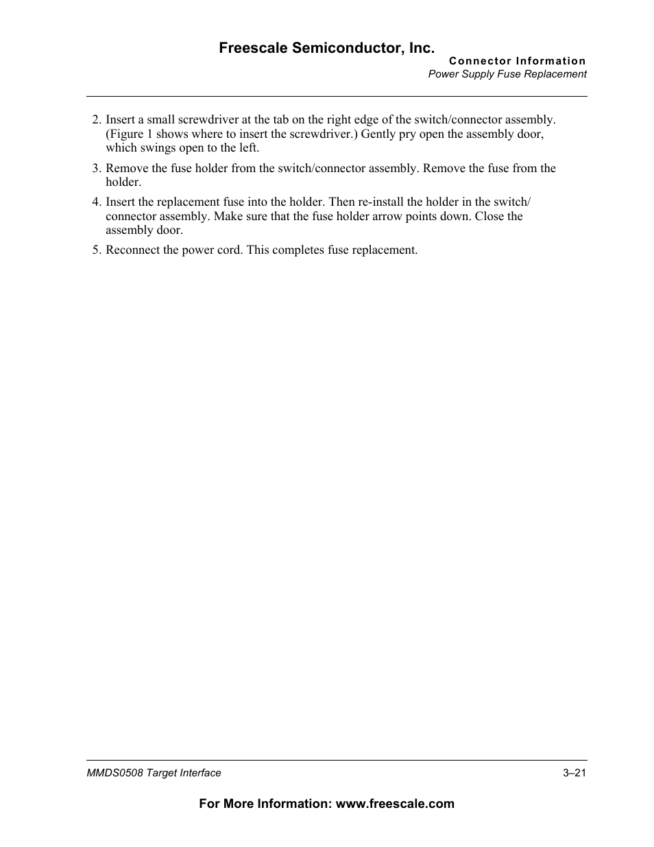 Freescale semiconductor, inc | Freescale Semiconductor Target Interface MMDS0508 User Manual | Page 21 / 86