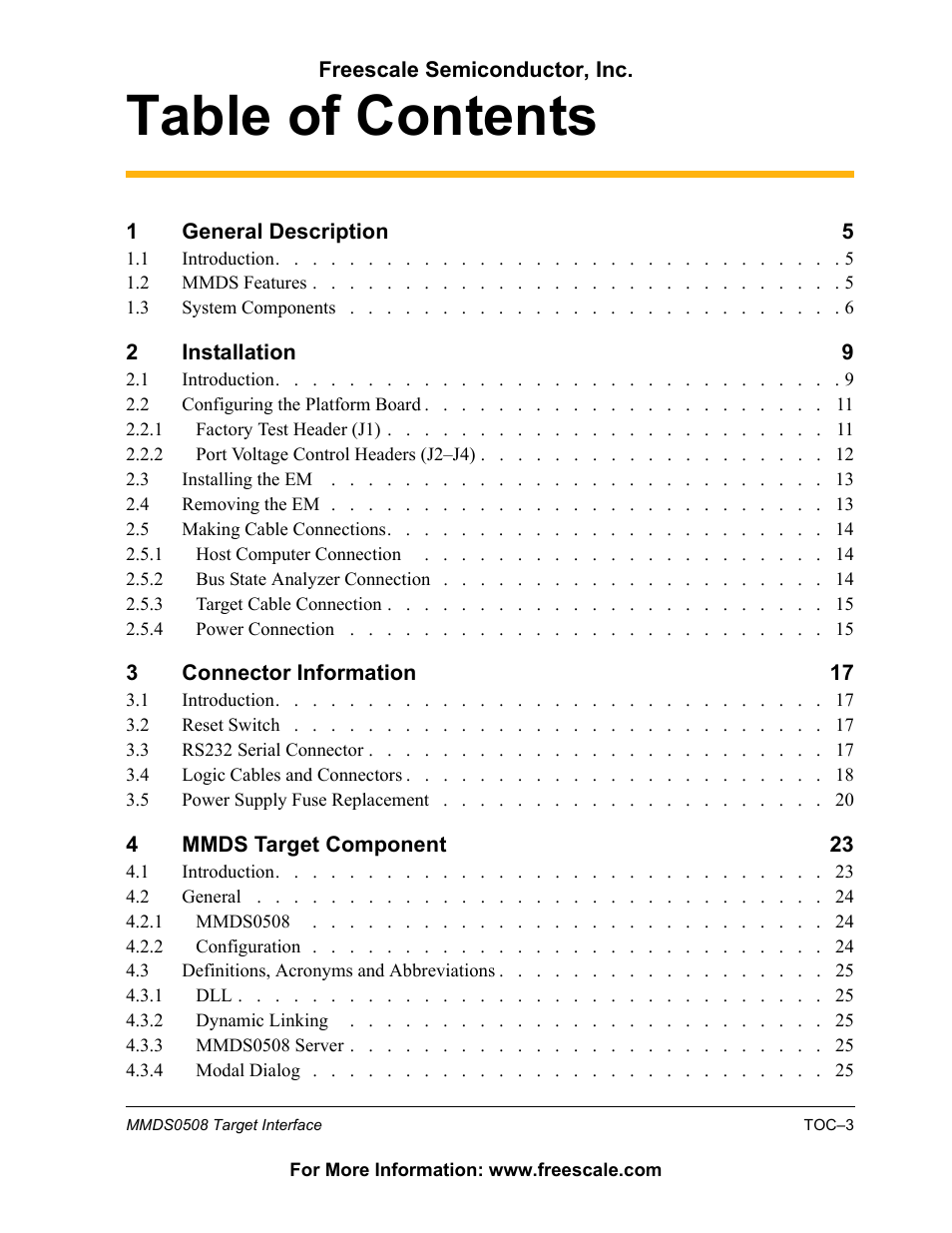 Freescale Semiconductor Target Interface MMDS0508 User Manual | Page 3 / 86