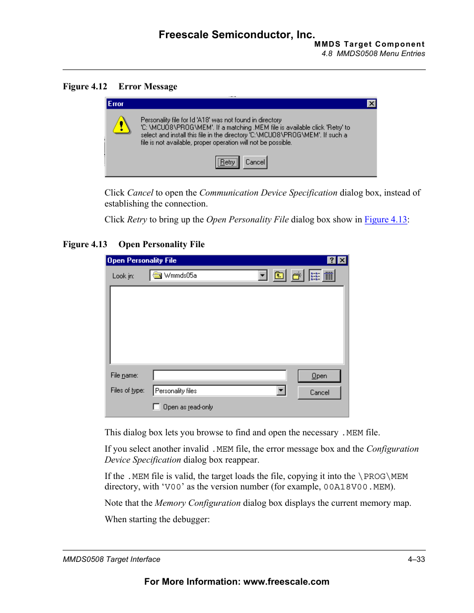 Freescale semiconductor, inc | Freescale Semiconductor Target Interface MMDS0508 User Manual | Page 33 / 86