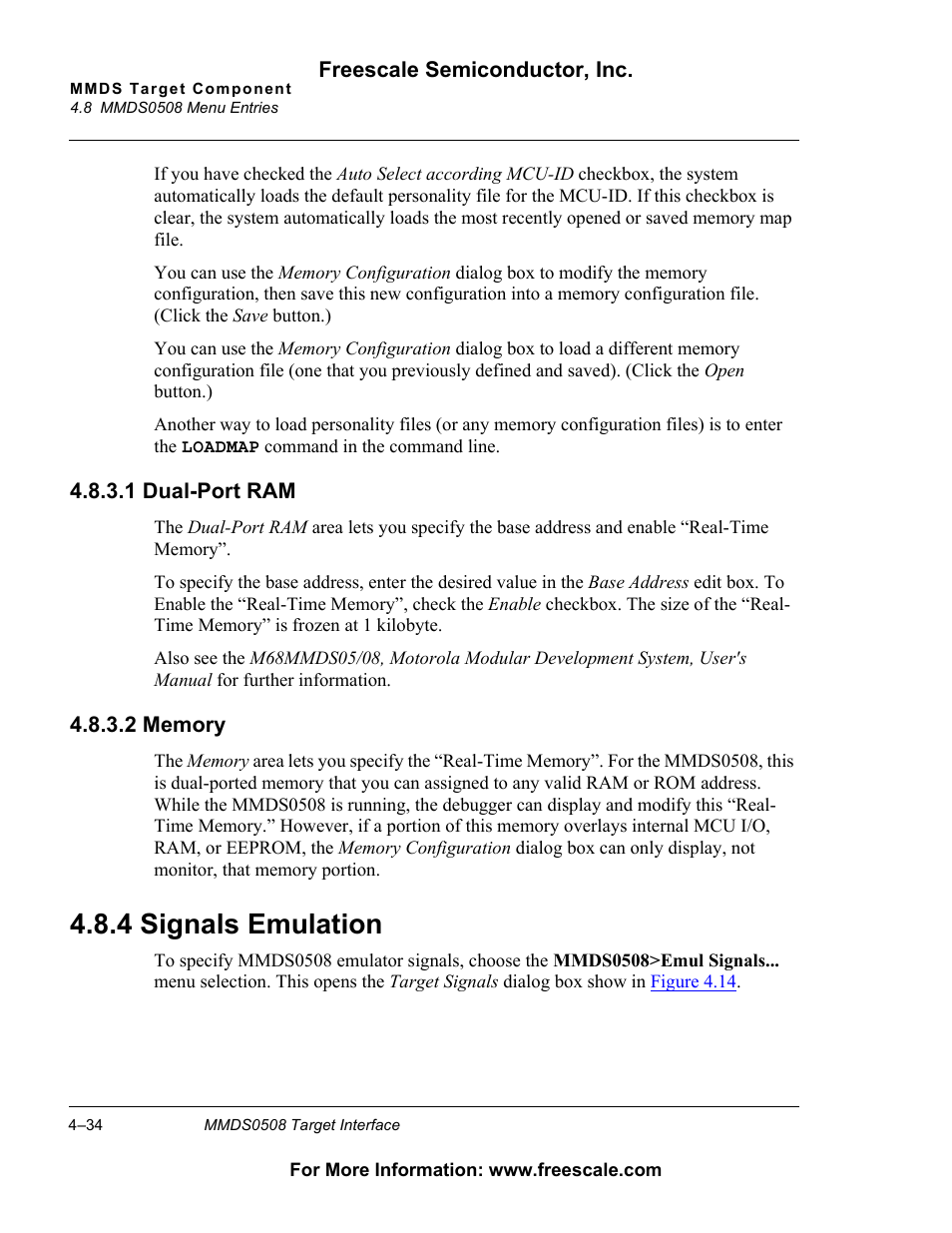 4 signals emulation, Signals emulation, 4 signals emulation | Freescale Semiconductor Target Interface MMDS0508 User Manual | Page 34 / 86