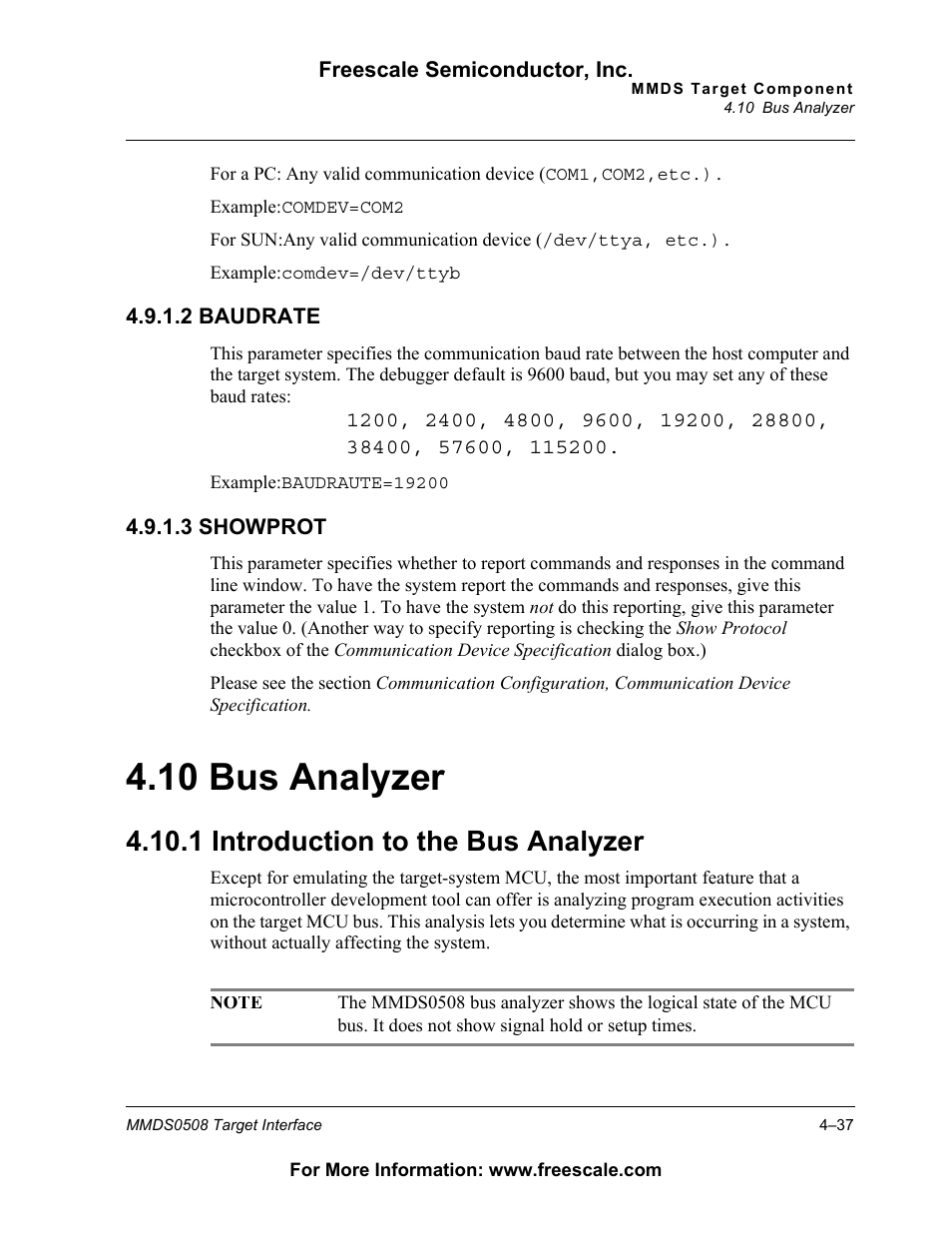 10 bus analyzer, 1 introduction to the bus analyzer, Bus analyzer | Introduction to the bus analyzer, 10 bus analyzer, 1 introduction to the bus analyzer | Freescale Semiconductor Target Interface MMDS0508 User Manual | Page 37 / 86