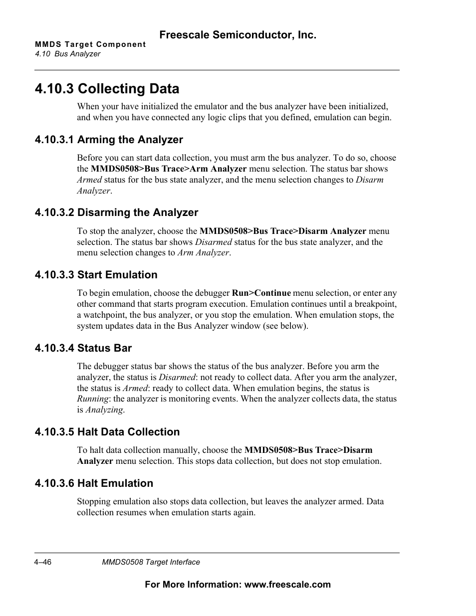 3 collecting data, Collecting data, 3 collecting data | Freescale Semiconductor Target Interface MMDS0508 User Manual | Page 46 / 86