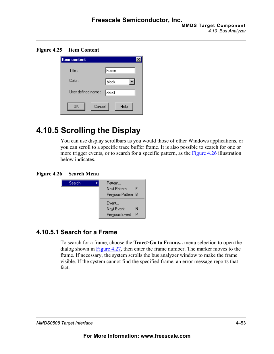 5 scrolling the display, Scrolling the display, Figure 4.25 | 5 scrolling the display | Freescale Semiconductor Target Interface MMDS0508 User Manual | Page 53 / 86