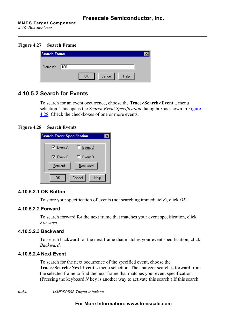 2 search for events, Freescale semiconductor, inc | Freescale Semiconductor Target Interface MMDS0508 User Manual | Page 54 / 86