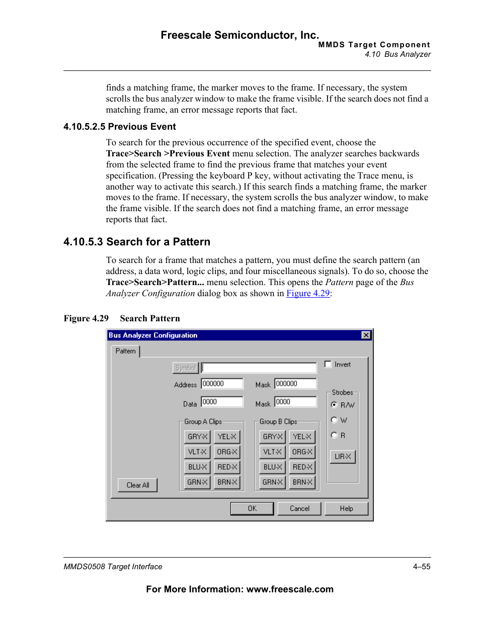 3 search for a pattern, Freescale semiconductor, inc | Freescale Semiconductor Target Interface MMDS0508 User Manual | Page 55 / 86