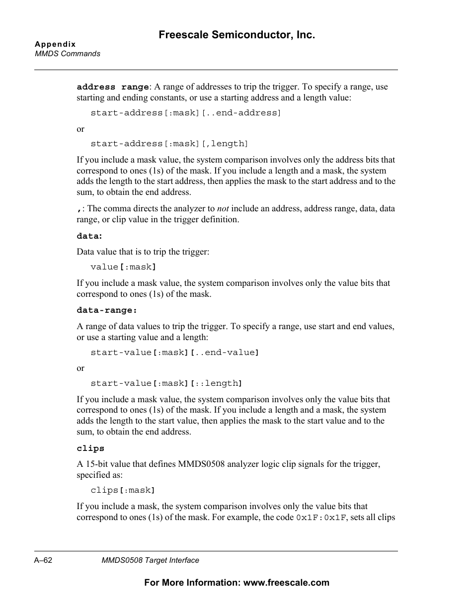 Freescale Semiconductor Target Interface MMDS0508 User Manual | Page 62 / 86