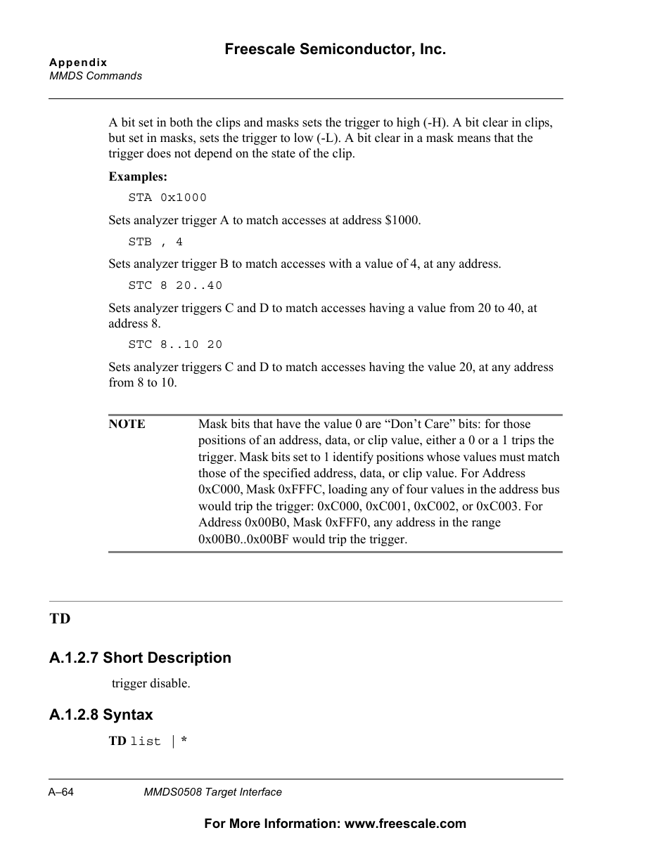 Freescale Semiconductor Target Interface MMDS0508 User Manual | Page 64 / 86