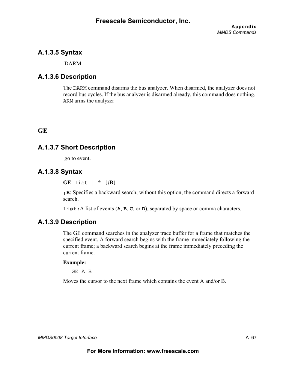 Freescale Semiconductor Target Interface MMDS0508 User Manual | Page 67 / 86