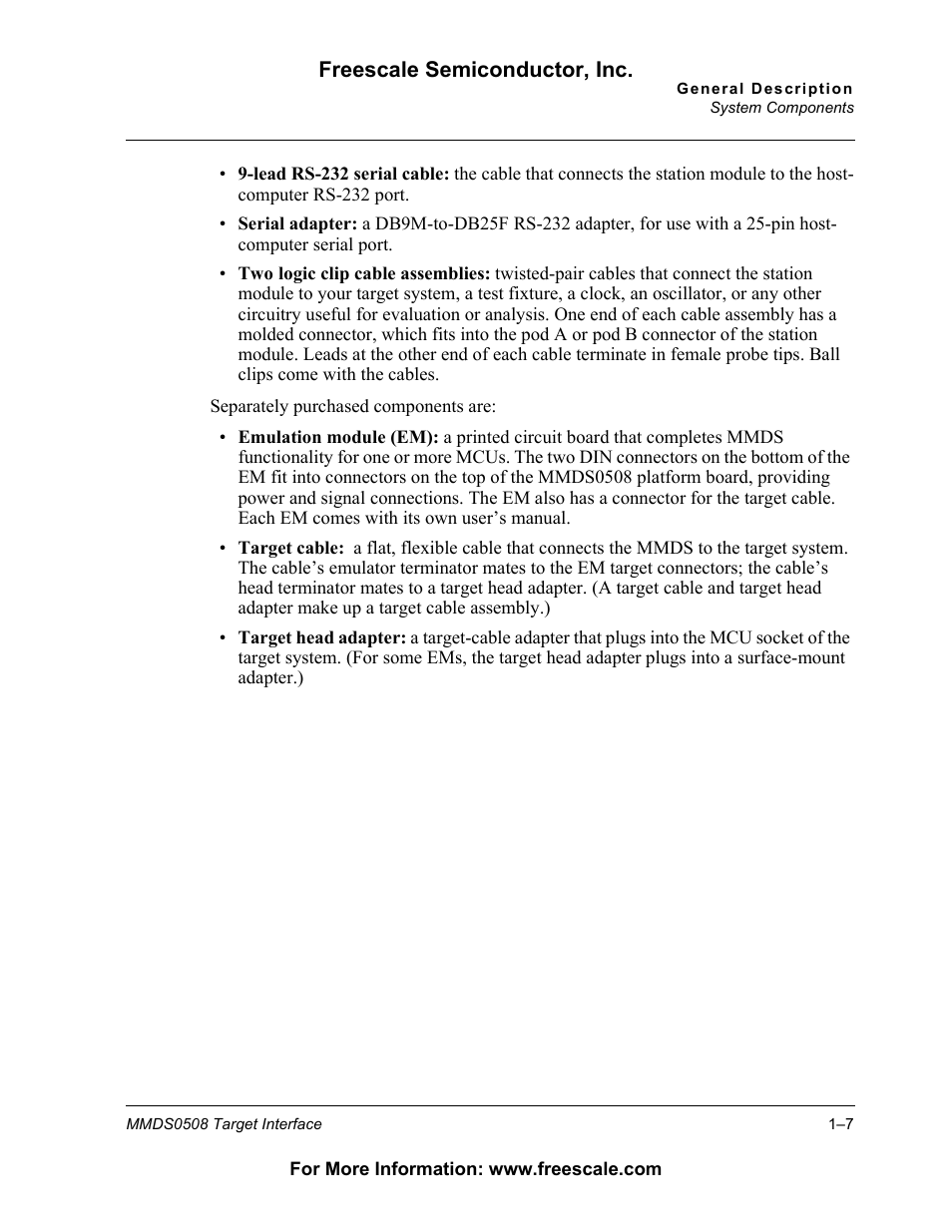 Freescale Semiconductor Target Interface MMDS0508 User Manual | Page 7 / 86