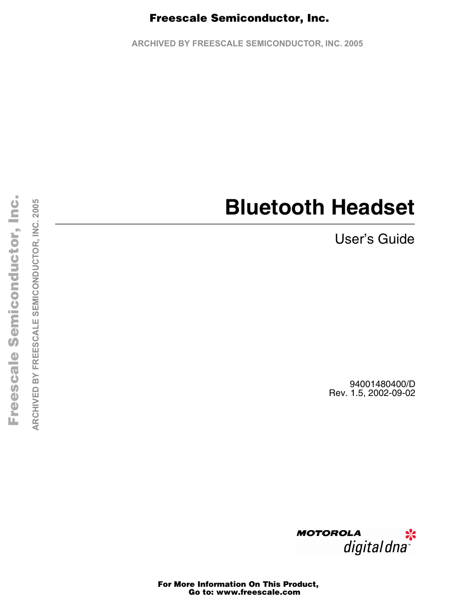 Freescale Semiconductor MOTOROLA 94001480400/D User Manual | 16 pages