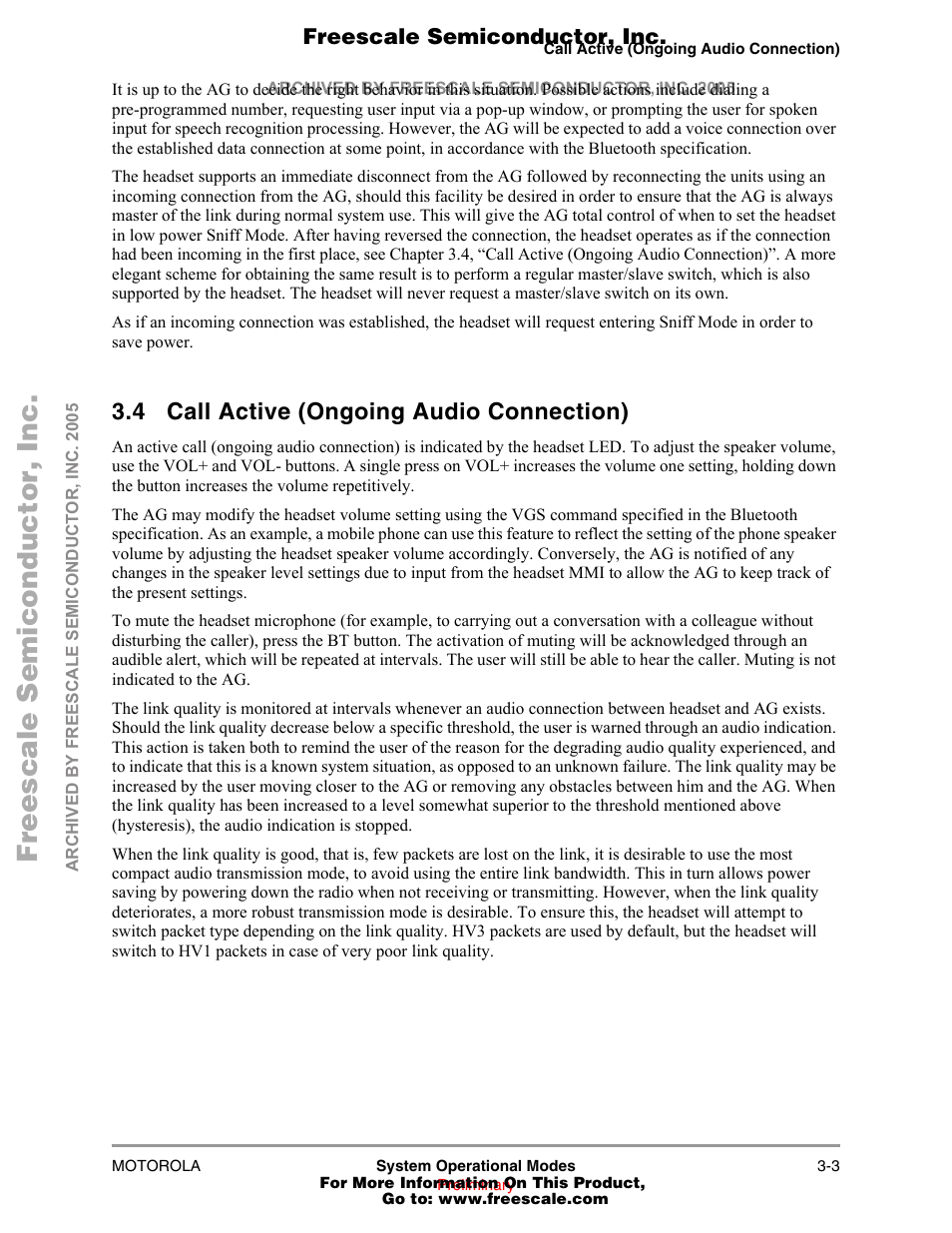 4 call active (ongoing audio connection), Call active (ongoing audio connection) -3 | Freescale Semiconductor MOTOROLA 94001480400/D User Manual | Page 13 / 16